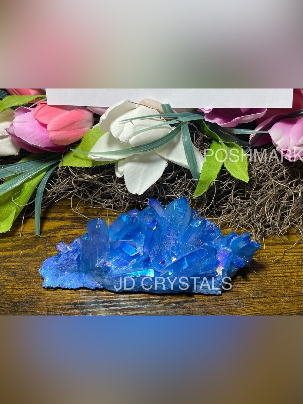 Large Aura Blue Quartz Points Cluster
